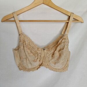 Wacoal Bra Renaissance‎ Rose Underwire Beige Tan Lace Full Coverage 34D 85720